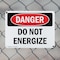 Signmission Do Not Energize Danger Sign, Plastic, 14in W x 10in L, 2PK OS-2PACK-DS-P-1014-L-1170 - alternate 5